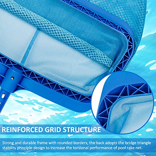 Swimming Pool Skimmer Net, Fine Mesh Pool Leaf Rake Net with Double-Layer Deep Bag, Reinforced Frame - Swimming Pool Nets for Cleaning Finest Debris - size: Plastic Double Layer Pool Rake