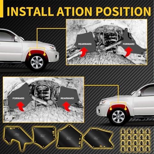 Toyota Tundra Fender Liner Splash Guard | OE Replacement Splash Shields, Compatible with Toyota Tundra Sequoia 2007-2020, Front & Rear 4-Pc Set, Durable PVC Material - color: for Tundra Sequoia 2007-2020