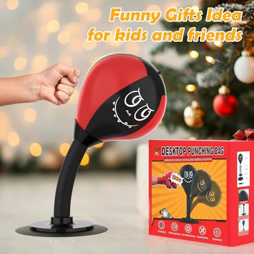 Strong Suction Desktop Punching Bag - Stress Relief Boxing Ball with Upgraded Durable Spring, Secured Office Home Desk Toy Gift for Kids, Friends, and Coworkers - color: Red