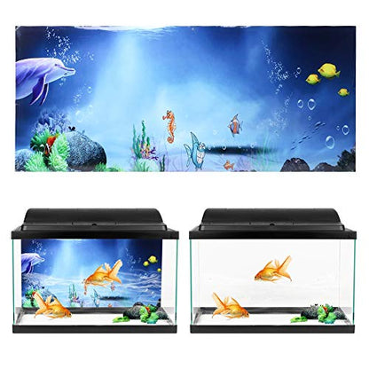 GLOGLOW Aquarium Poster, Aquarium Poster Decorative Fish Terrarium Background Poster Thicken PVC Adhesive Static Cling Wallpaper Sticker(61×30cm) Backgrounds