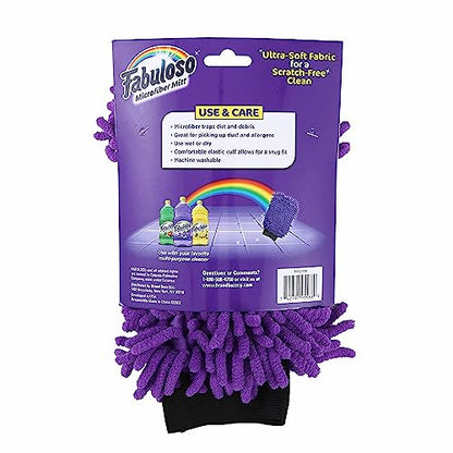 Fabuloso Microfiber Cleaning Mitt Glove, Lint-Free Scratch-Free Dusting and Washing for Furniture, Blinds, Baseboards, Shelves and Car Interior, One Size Fits All, Purple, 1 Count
