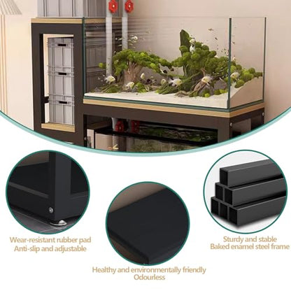 Fish Tank Stand,Multi-Tier Aquarium Turtle Shelf, Sturdy Metal Fish Tank Stand with Non-Slip Pads, 120cm/47.2in, Ideal for Reptiles and Aquatic Pets - Black B - color: Black B, size: 120cm/47.2in