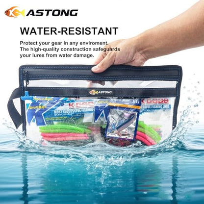 2 Layer Water-resistant Fishing Bait PVC Clear Storage Bag BaitShield Tackle Bag Storage for Bait Tackle Lures Soft Plastics and Fishing Gear Large Capacity 2 Size (2Pcs Medium+2Pcs Large)