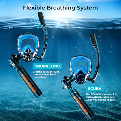GOYOJO Mini Scuba Tank, Portable Diving Lung Air Tank with DOT Certified, Refillable Emergency Backup Pony Bottle for Snorkeling, Underwater Breathing, Training - color: 0.5L Black + Mask