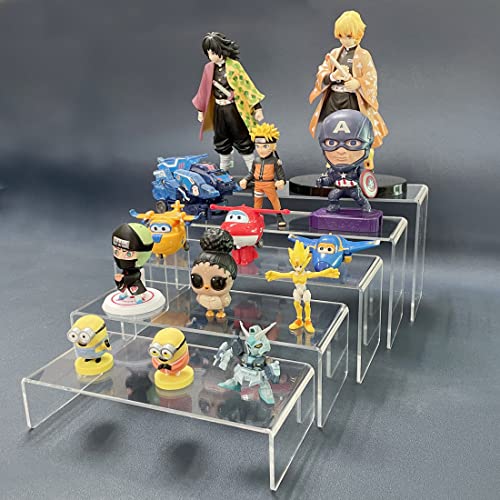 5 Pack acrylic display stand, Acrylic Display Risers, 5 Sizes Clear Product Stand, Jewelry Display Riser Shelf Showcase Fixtures For Collectibles Display, Figure Display - 6.8" to 10"