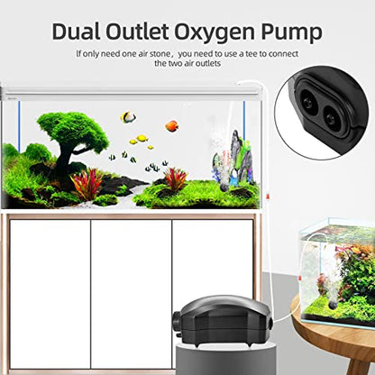 Aquarium Air Pump Single Outlet/Dual Outlet Adjustable Aerator with Accessories for 10-100 Gallon Fish Tank - style: M-200 3W (20-40gal)