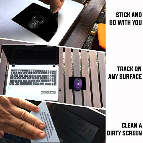 Mouse Pad Adhesive Bottom - Sticks to Any Surface - Portable - Webcam Covers and Screen Cleaner Included (Dog Fog) - color: DOG FOG