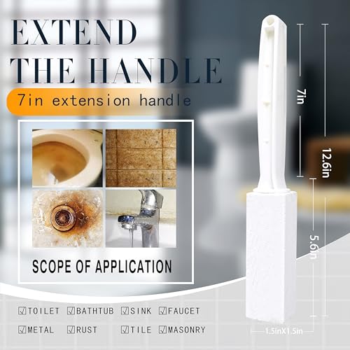 Kadden 2 Pack Toilet Cleaner Hard Water Build up Remover with Ergonomic Handle, Pumice Stone Cleanning Tool Stain Hard Water Ring Cleaner for Toilet, Pool, Bathroom, Sink - style: White Long Handle