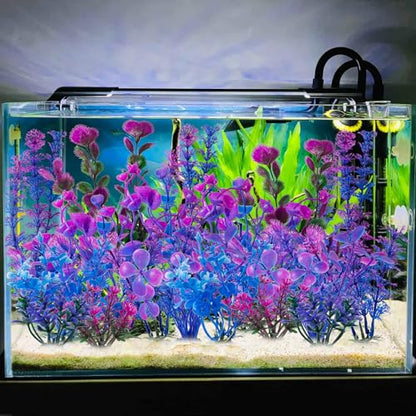 25 Pack Artificial Aquarium Plants, Small Size 4 inch Approximate Height Fish Tank Decorations Home Décor Plastic Light Purple