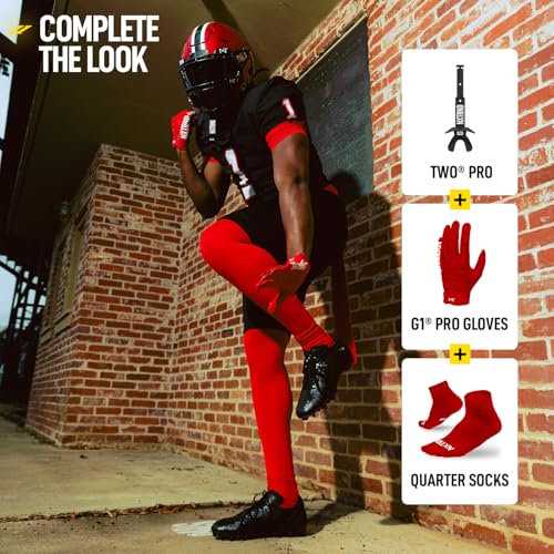 Nxtrnd Two Pro Football Mouth Guard, Permanent Strap, Fits Adult & Youth (Black) - color: Black Pro