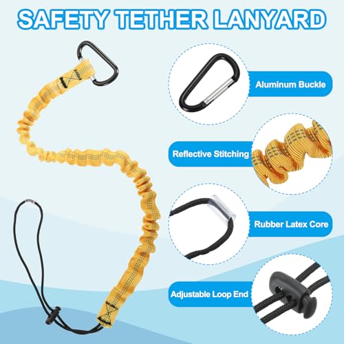 MECCANIXITY Retractable Tool Lanyard 3ft with Single Aluminum Buckle and Adjustable Loop End, Maximum Weight Limit 10KG / 22lb, Safety Fall Protection Tools Leash, Yellow 3 Pack - color: Yellow, size: 3ft