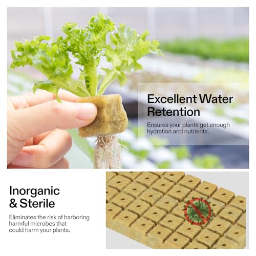 VIVOSUN 1" Rockwool Cubes, 200 Plugs Stonewool Starter Grow Cubes for Cuttings, Cloning, Plant Propagation, Seed Starting, Hydroponic Grow Media for Vigorous Plant Growth - size: 1"-200 Plugs