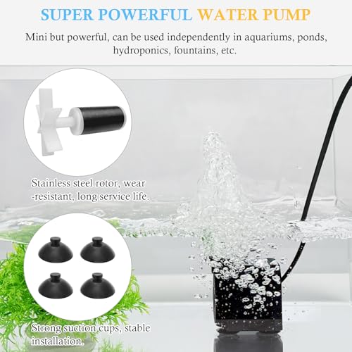 10W 15W 20W Aquarium Submersible Filter, Quiet Fish Tank Internal Filter with Spray Bar, Powerful Aquarium Filter for 5-80 Gallon Tank (10W for 5-30Gallon)