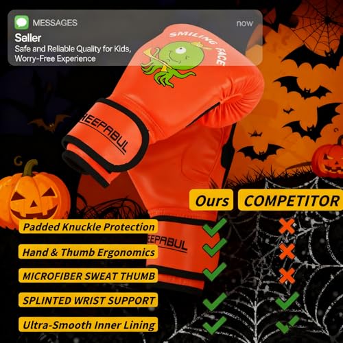 Boxing Gloves for Kids & Toddler & Youth - color: Pumpkin, size: 6oz