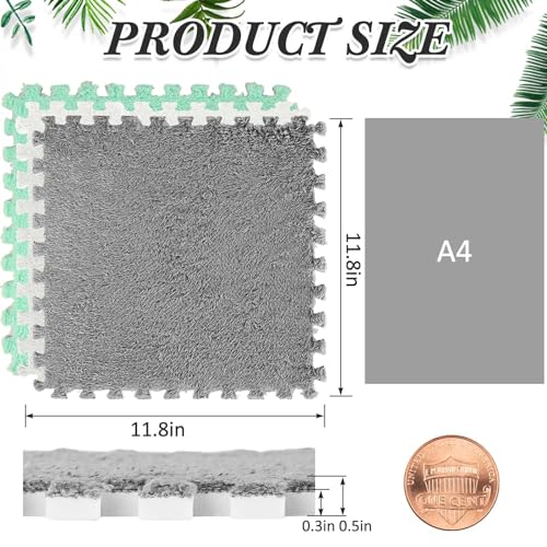 Amylove 36 Pc Foam Interlocking Carpet Tiles,White, Gray, Mint Green - color: White, Gray, Mint Green