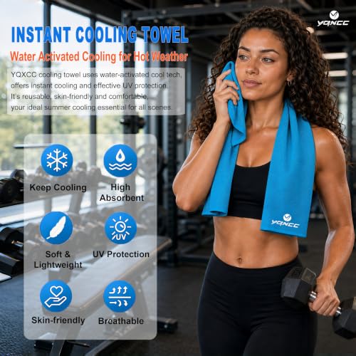 YQXCC 4 Pack Cooling Towels, 40"x12", Ice Cool Towels for Neck & Face | Soft Breathable Microfiber, Instant Cooling Neck Wraps for Yoga, Golf, Gym, Running, Hiking, Camping & Hot Weather Activities - color: Light Gray, Light Blue, Green, Rose Red