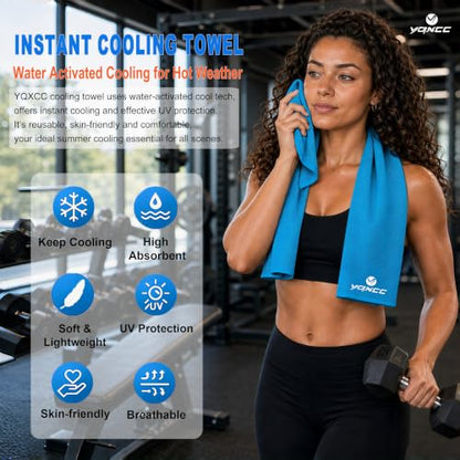 YQXCC 4 Pack Cooling Towels, 40"x12", Ice Cool Towels for Neck & Face | Soft Breathable Microfiber, Instant Cooling Neck Wraps for Yoga, Golf, Gym, Running, Hiking, Camping & Hot Weather Activities - color: Light Gray, Light Blue, Green, Rose Red