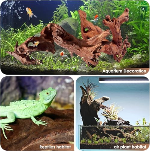 Natural Large Aquarium Driftwood for Fish Tanks & Reptile Terrariums – 100% Safe Fish Tank Decorations, 2-Piece 10-14 Inch Unique Twisted Branches Low Tannin, Easy to Sink