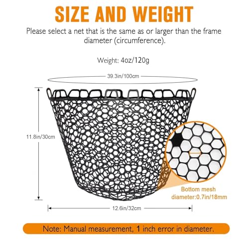 Rubber Fishing Net Replacement Netting Without Handle Clear Black Fishing Nets for Fish Fly Fish Landing Net Bag for Freshwater Saltwater Foldable Trout Net Rubber Mesh 5 Sizes White Black Red