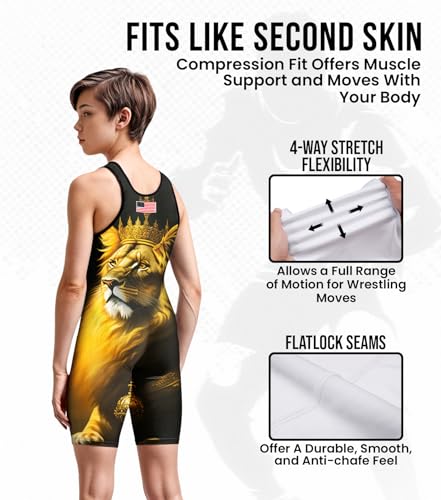 Exxact Sports Sublimated Adult & Youth Wrestling Singlet - color: Lion, size: X-Small