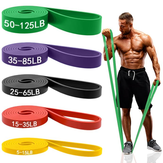 5PCS Resistance Bands for Working Out, Pull Up Assistance Bands Set | Latex Workout Bands for Men & Women, Exercise Bands Resistance for Body Stretching, Muscle Training and Physical Therapy - color: 5PCS