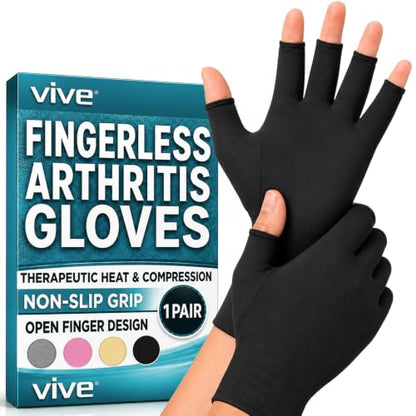 Vive Arthritis Gloves - Men, Women Rheumatoid Compression Hand Glove - color: Black, size: Large