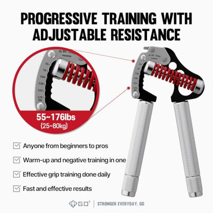 GD Grip Strength Trainer Finger Exerciser Strengthener IRON GRIP Pinch Set - color: EXT.P 80 (55~176lbs) Red, Silver