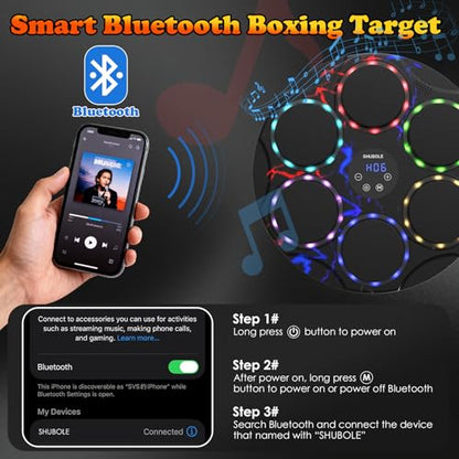 Music Boxing Machine for Kids & Adults - Wall Punching Pad with Lighting, 9-Speed Bluetooth Boxing Game with Gloves, Wall Mounted Exercise Equipment, 2026 Upgrade Boxing Equipment for Kids Age 6+ - color: Lightning