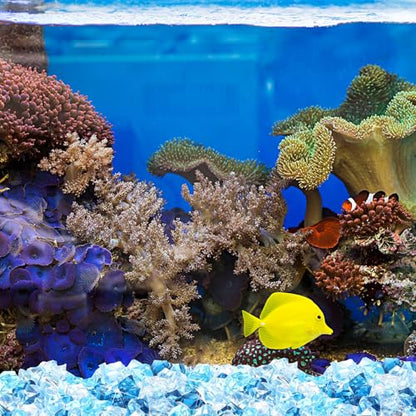 Syhood 570 Pcs 5 Sizes Mixed Blue Fake Crushed Ice Rocks Blue Aquarium Rocks Plastic Gemstone Diamond Acrylic Crystal Gems for DIY Craft Wedding Table Scatter Vase Fillers Fish Tank Decor Centerpieces