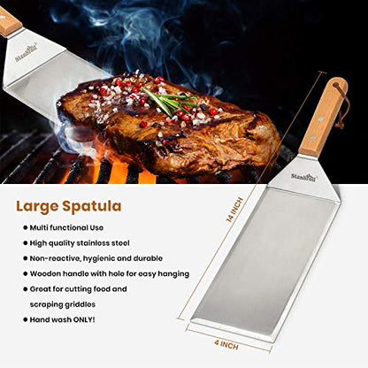 Stanbroil Stainless Steel Spatula Set Tools for Blackstone and Camp Chef Griddle, Metal Long Spatula and Hamburger Turner for Griddle Flat Top BBQ Grill, Set of 3