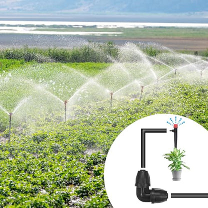 M METERXITY 10-Pack Drip Irrigation Barbed Locking Fittings, 3/8 Inch Elbow Tubing Connector Plastic Coupling for Greenhouse/Aquarium/Garden Watering System, Drip Irrigation Kit Parts
