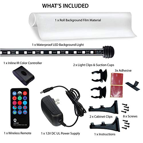 CURRENT USA 48" Serene Aquarium LED Background Light Kit | Fish Tank Lighting Backdrop Decoration Black 3D 40, 55, 75, 90 Gallon Tank (3153)