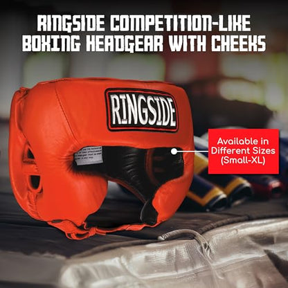 Ringside Competition-Like Boxing Headgear with Cheeks - color: Red, size: Small