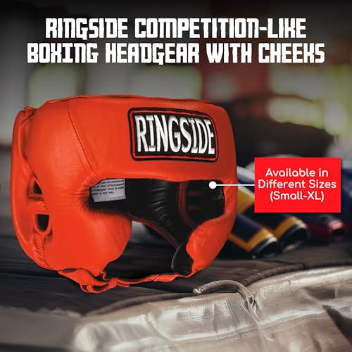 Ringside Competition-Like Boxing Headgear with Cheeks - color: Red, size: Large