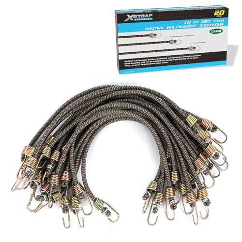 XSTRAP STANDARD 20 Pcs Mini Bungee Cords with Hook, 10-Inch Elastic Straps - color: Camouflage