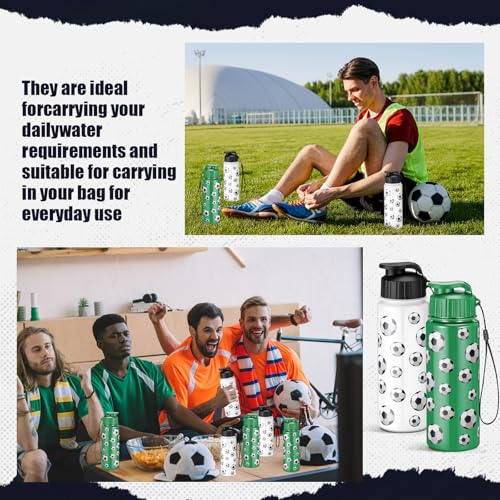 Mifoci 20 Pcs Sports Water Bottle Bulk, Soccer, Black, White and Green - color: Black, White and Green, size: Soccer