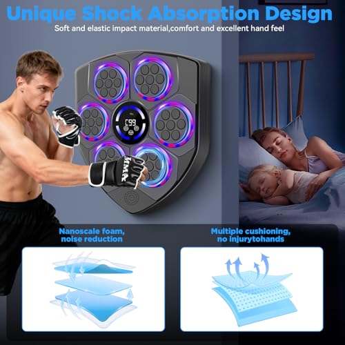 Music Boxing Machine with Gloves, Wall Mounted Boxing Trainer for Home Use