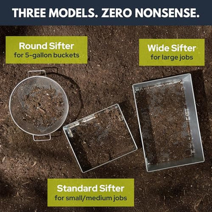 Soil Sifter, Standard Size (12 x 10 inches) with 1/4-inch Mesh, Garden Sieve for Dirt, Sand, Rocks, and Compost - size: 1/4 inch
