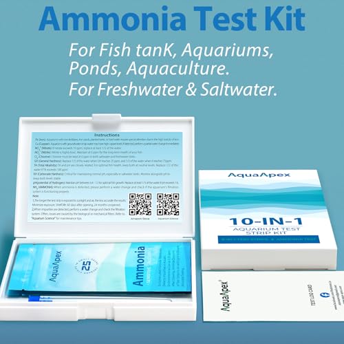 10-in-1 Ammonia Test kit Aquarium (25 Multi-Test + 25 Ammonia Strips) for Freshwater & Saltwater | Aquarium Test Strips for Fish Tank,Ponds | Test Nitrate,Nitrite,Hardness,pH & More. - size: 10-1 50 Strips