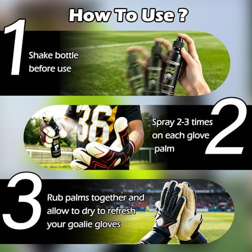 Goalkeeper Glove Grip Spray, Soccer Goalie Grip Enhancer for Latex Palms