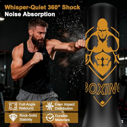 Freestanding Puncing Bags for Adults Teens, Heavy Bag with Stand Boxing Bag with Boxing Gloves, Electric Air Pump, Reflex Ball, 70" Kickboxing Bag for Training MMA Muay Thai Gym - color: Black