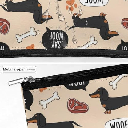 Supdreamc Fashion Makeup Cosmetic Case Travel Bag, Wiener Dog Dachshund Pet Dogs Cosmetic Train Case Organizer Large Capacity Carry On Bag, Luggage Pouch, Makeup Pouch for Women Ladies - color: Pattern 434