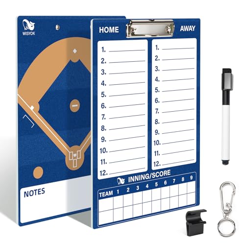 WISYOK Baseball Clipboard, Dry Erase, Blue | Blue, with Marker, Double Sided Lineup Board for Coaches, Strategy, Practice, Game Day - style: Baseball Blue