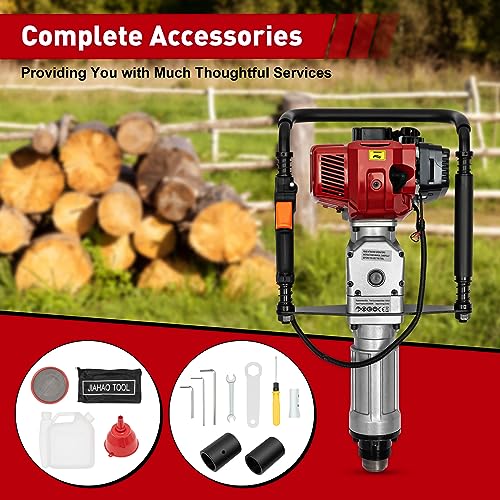 Gas Powered T-Post Driver, 52CC 2-Stroke T Post Pounder Driver Heavy Duty Gasoline,1900W Fence Farm Push Pile Gasoline Engine Kit w/Mixing Oil Bottle for Posts Stakes & Gardening (52CC)