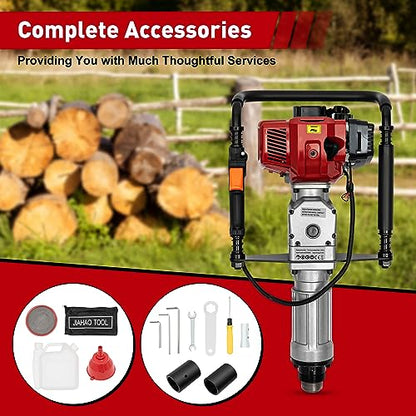 Gas Powered T-Post Driver, 52CC 2-Stroke T Post Pounder Driver Heavy Duty Gasoline,1900W Fence Farm Push Pile Gasoline Engine Kit w/Mixing Oil Bottle for Posts Stakes & Gardening (52CC)