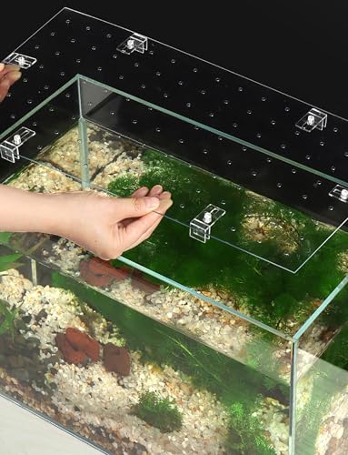 Transparent Fish Tank Cover – Escape-Proof PC Plastic Lid for Aquariums, Turtle Tanks & Fish Bowls (60x40cm/23.6x15.7in) - Anti-Jump Screen, Durable Design