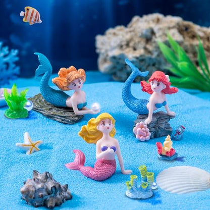 28pcs Mini Resin Animal Models,Mermaid Figurine Ornament Set, for Mermaid Aquarium Decor Classroom Treasure Chest Toys Miniature Dollhouse Decoration Cake Decorations