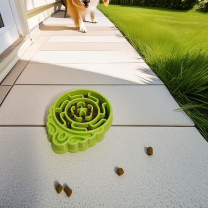 Slow Feeder Dog & Cat Bowl - Interactive Maze Puzzle Dish for Healthy Digestion, Anti-Gulping Food Grade Feeder(Green)