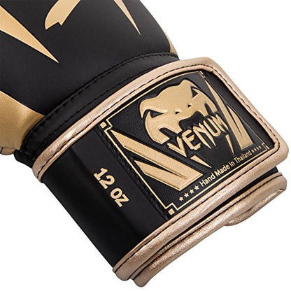 Venum Elite Boxing Gloves - color: Black/Gold, size: 12-Ounce