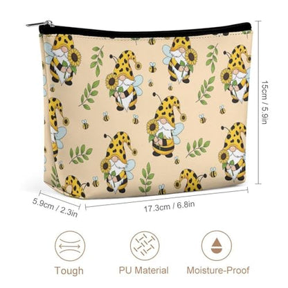 Supdreamc Casual Makeup Cosmetic Case Handbag, Gnomes Bees And Sunflowers Art Cosmetic Train Case Pouch Large Capacity Carry On Bag, Luggage Makeup Pouch for Women GirlGirls Ladies - color: Pattern 427